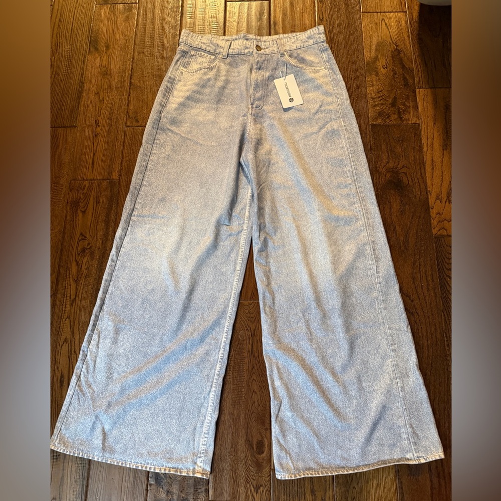 NWT ANOTHERCHILL Women's Light Blue Wide-Leg Jeans Size L